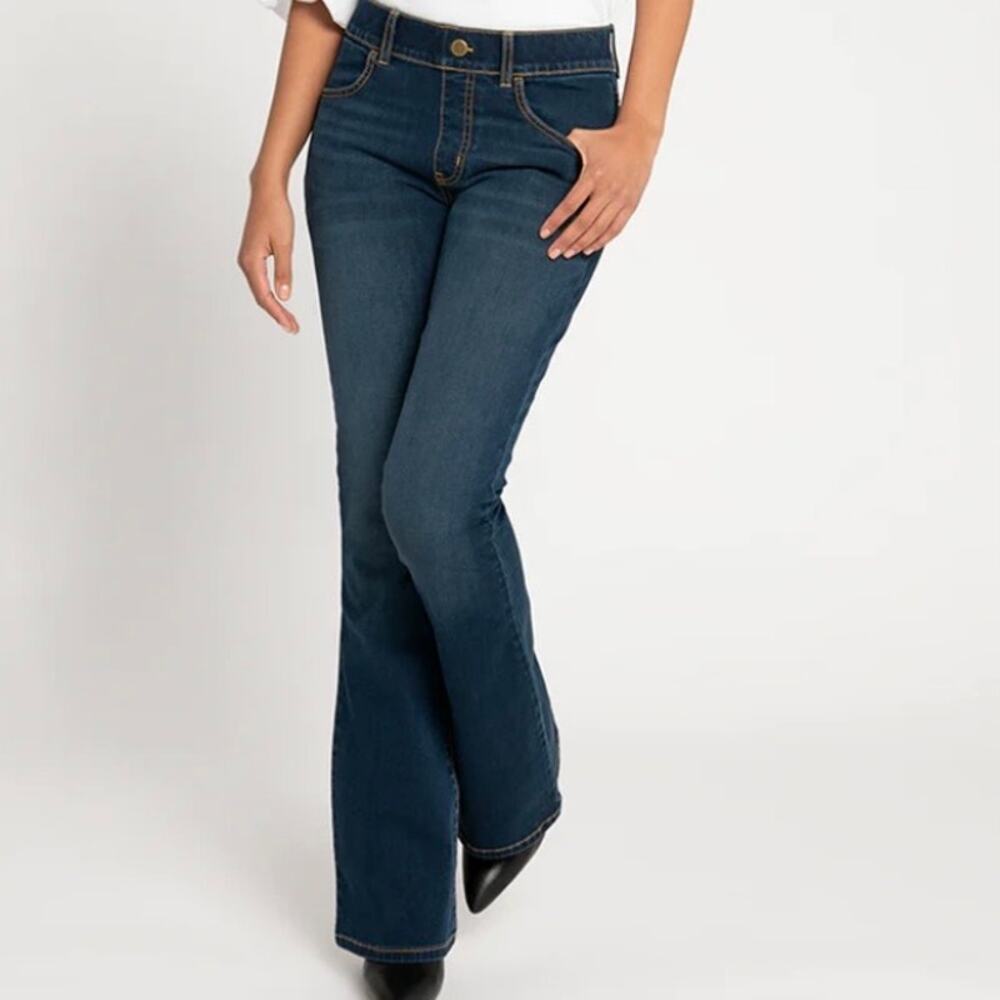 Betabrand Signature denim mid-rise bootcut jeans Small Long vintage dark wash